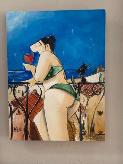 Original Ronald West Painting ( 41 x 36 ; 20 x 15 cm )