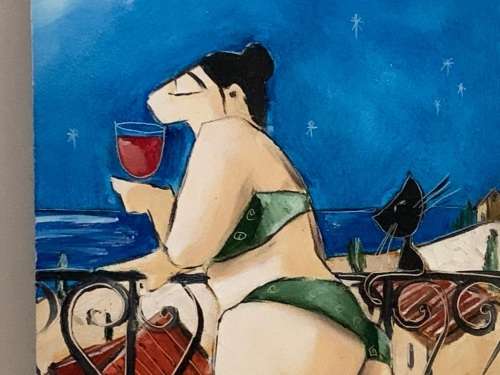 Original Ronald West Painting ( 41 x 36 ; 20 x 15 cm )