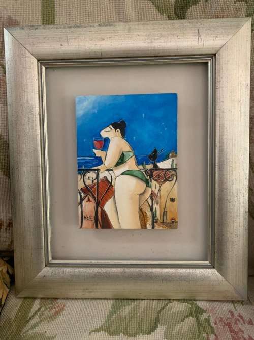 Original Ronald West Painting ( 41 x 36 ; 20 x 15 cm )