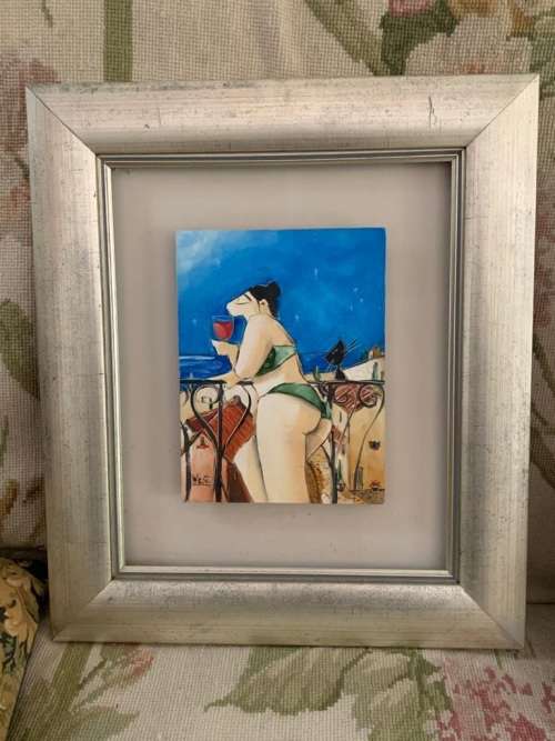 Original Ronald West Painting ( 41 x 36 ; 20 x 15 cm )