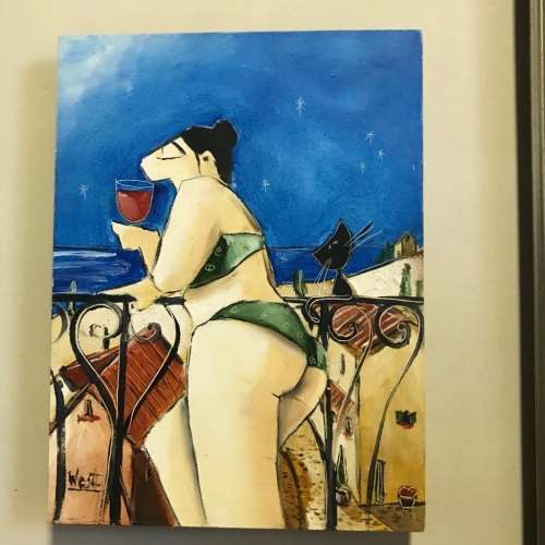 Original Ronald West Painting ( 41 x 36 ; 20 x 15 cm )