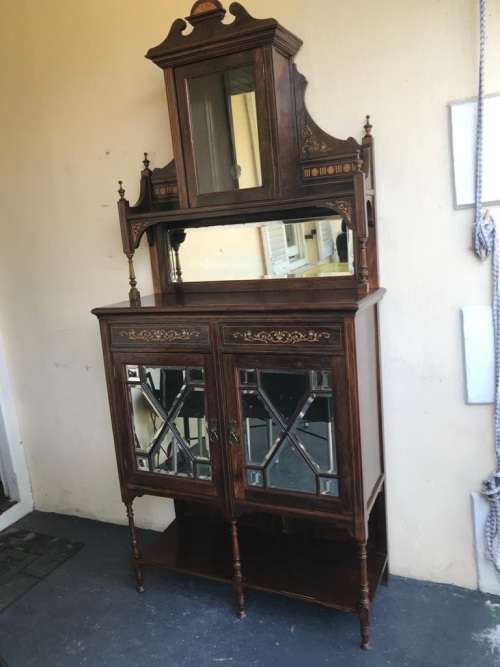 Beautiful Victorian Rosewood inlaid Parlour Cabinet circa 1890 ( 196 x 90 x 38 cm )
