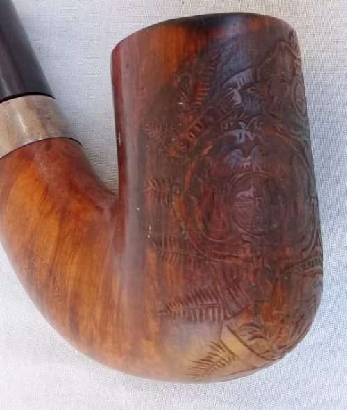 Rare Vriendschap Pipe: Petersen with Coat of arms of South Africa, Australia and UK