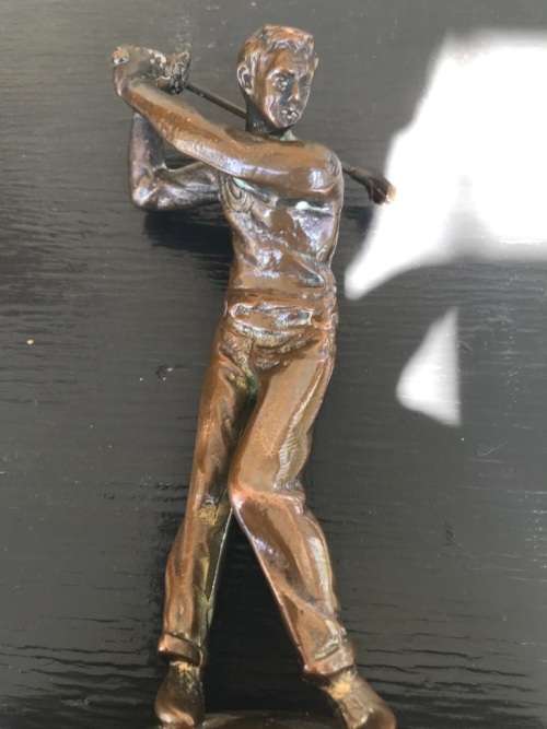 Bronze Golfing Trophy circa 1977 ( 23 cm high )