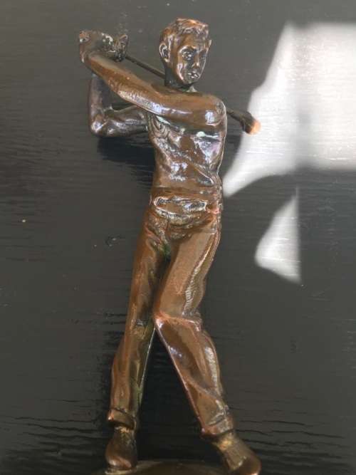 Bronze Golfing Trophy circa 1977 ( 23 cm high )