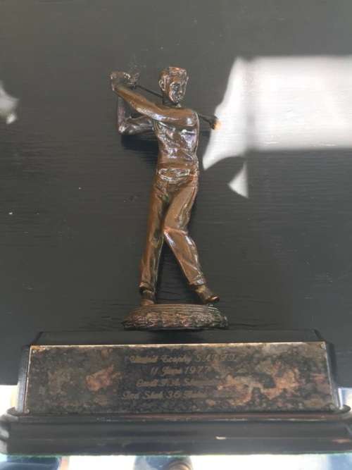 Bronze Golfing Trophy circa 1977 ( 23 cm high )