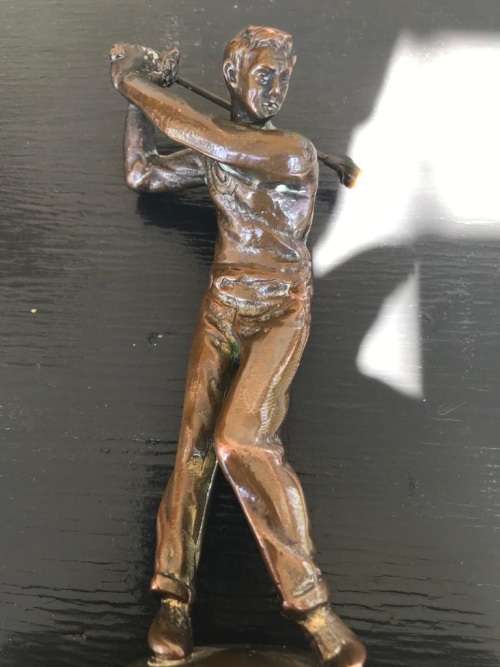 Bronze Golfing Trophy circa 1977 ( 23 cm high )