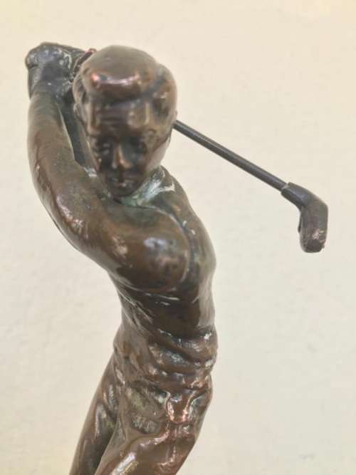 Bronze Golfing Trophy circa 1977 ( 23 cm high )
