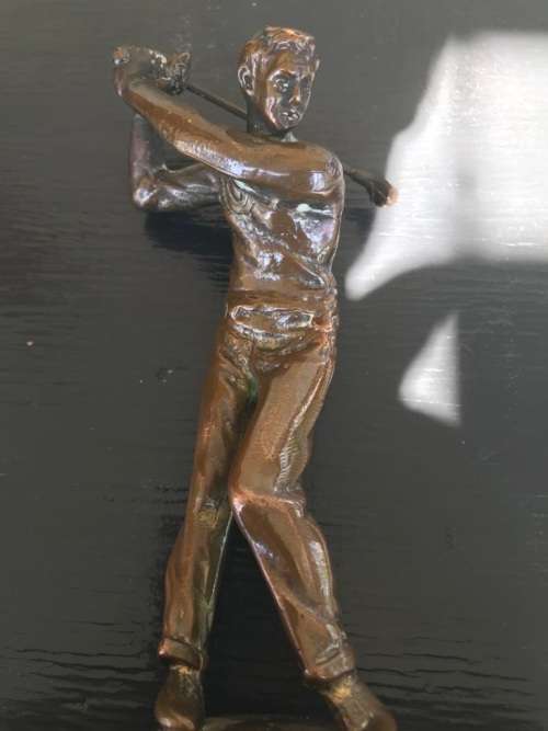 Bronze Golfing Trophy circa 1977 ( 23 cm high )