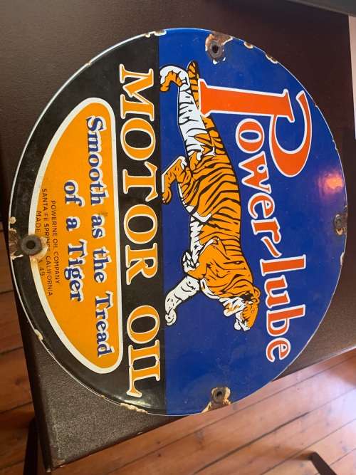 VINTAGE POWERLUBE MOTOROIL ENAMEL SIGN ( 30 cm )