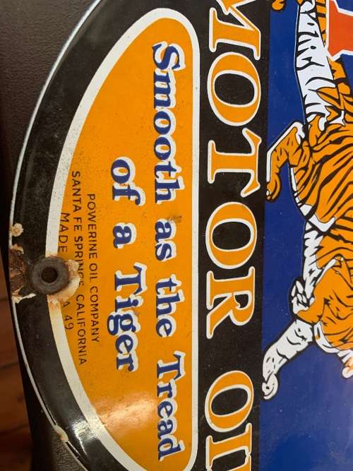 VINTAGE POWERLUBE MOTOROIL ENAMEL SIGN ( 30 cm )