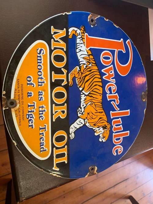 VINTAGE POWERLUBE MOTOROIL ENAMEL SIGN ( 30 cm )