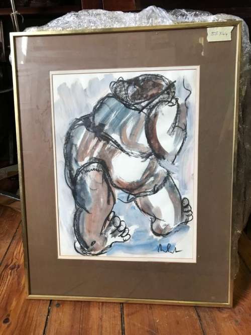 CLAERHOUT MIXED MEDIA  ( 55 x 44 cM ) FROM THE 80`s