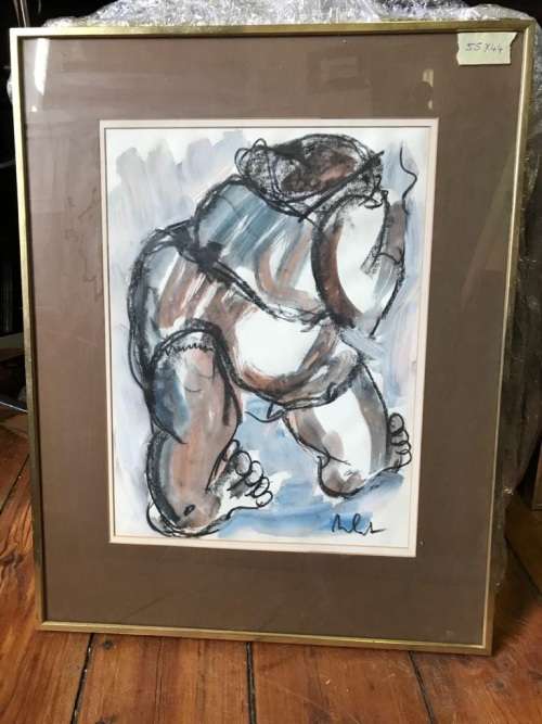 CLAERHOUT MIXED MEDIA  ( 55 x 44 cM ) FROM THE 80`s