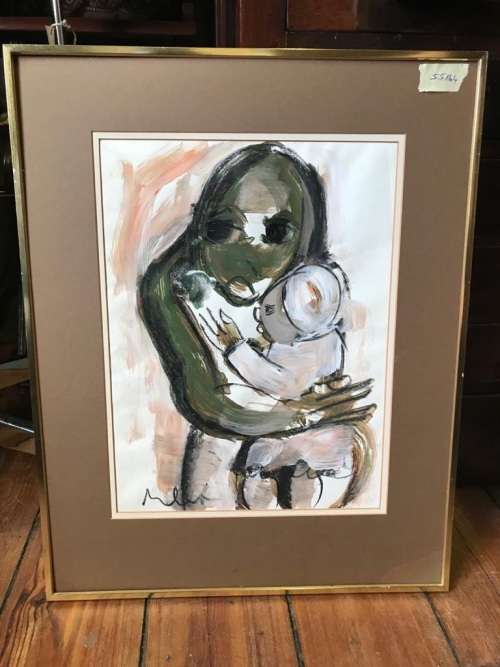 CLAERHOUT MIXED MEDIA ( 55 X 44 CM ) FROM THE 80`s