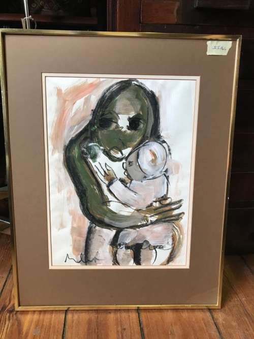 CLAERHOUT MIXED MEDIA ( 55 X 44 CM ) FROM THE 80`s