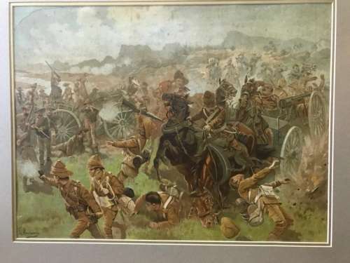 Boer War Rare Print Die Slag van Colenso ( 70 x 55 cm )