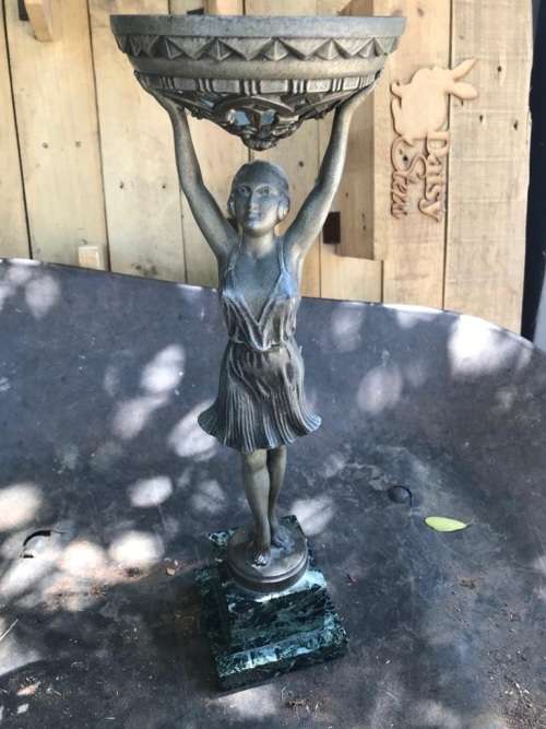 Original Art Deco Spelter Lamp on marble base ( 42 cm )