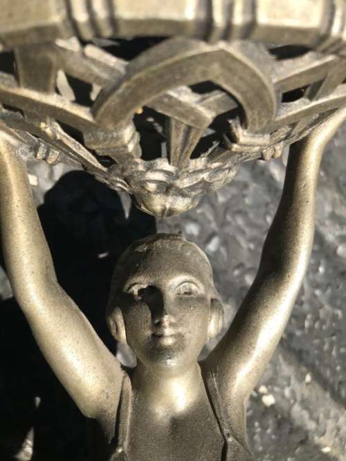 Original Art Deco Spelter Lamp on marble base ( 42 cm )