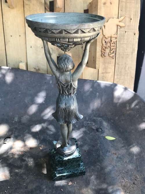 Original Art Deco Spelter Lamp on marble base ( 42 cm )