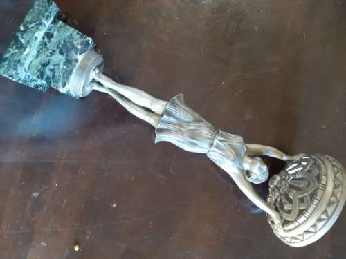 Original Art Deco Spelter Lamp on marble base ( 42 cm )