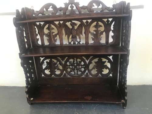 Beautiful Carved Mahogany Wallshelf ( 70 x 62 x 20cm )