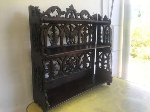 Beautiful Carved Mahogany Wallshelf ( 70 x 62 x 20cm )