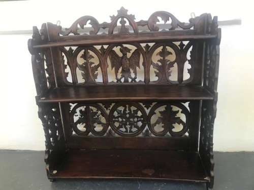 Beautiful Carved Mahogany Wallshelf ( 70 x 62 x 20cm )