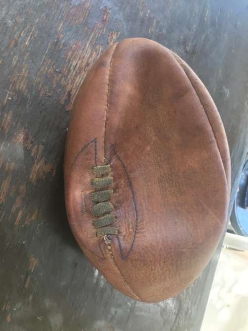 Rugby Balls: Three vintage leather rugby balls