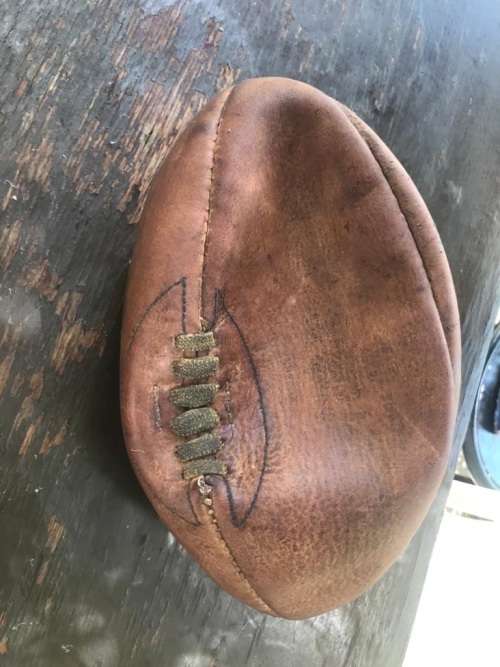 Rugby Balls: Three vintage leather rugby balls