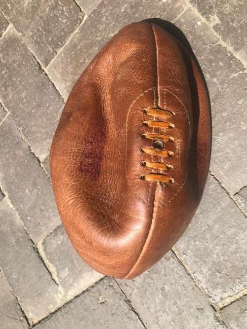 Rugby Balls: Three vintage leather rugby balls