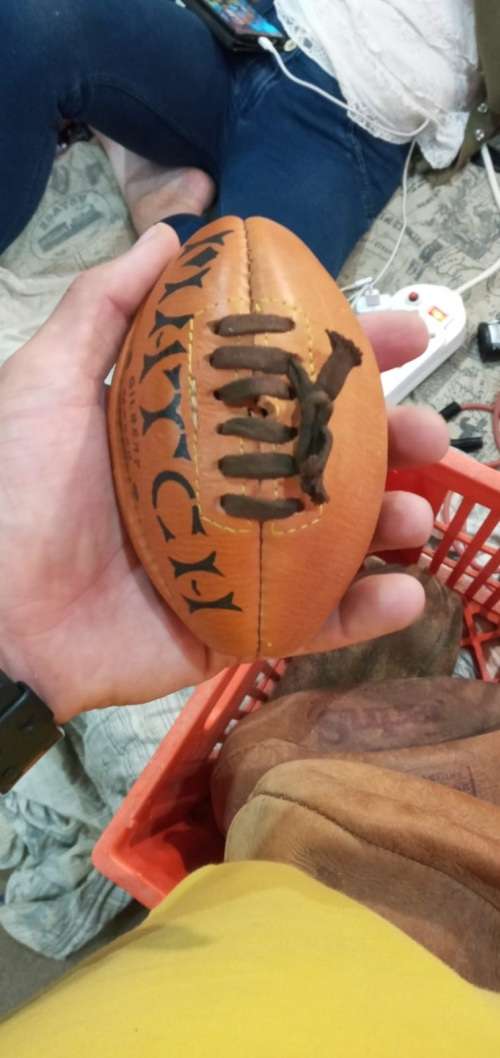 Rugby Balls: Three vintage leather rugby balls