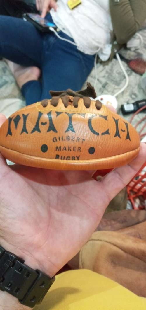 Rugby Balls: Three vintage leather rugby balls