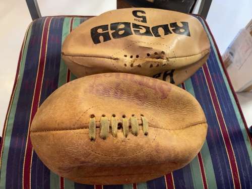 Rugby Balls: 2 Leather Rugby Balls