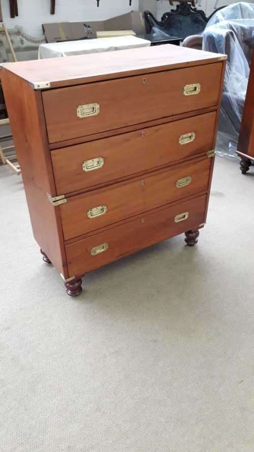 Beautiful Mahogany Military Campaign Chest on Chest circa 1900 ( 108 x 92 x 43 cm )