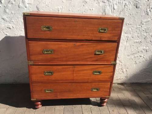 Beautiful Mahogany Military Campaign Chest on Chest circa 1900 ( 108 x 92 x 43 cm )