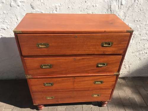 Beautiful Mahogany Military Campaign Chest on Chest circa 1900 ( 108 x 92 x 43 cm )