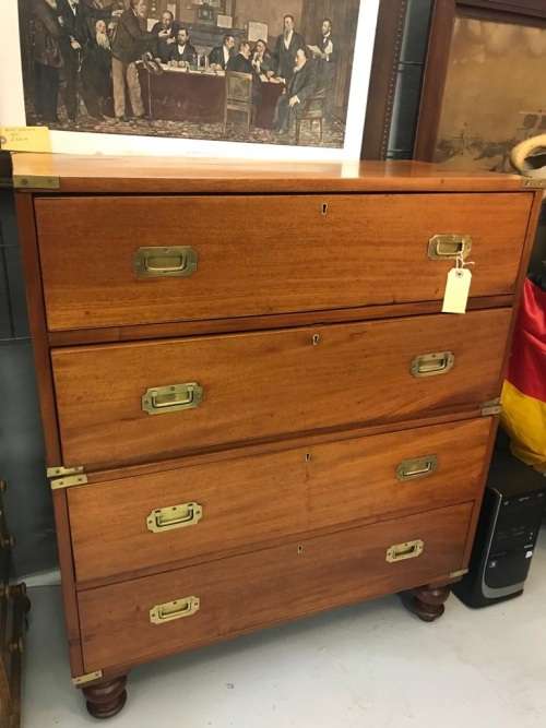 Beautiful Mahogany Military Campaign Chest on Chest circa 1900 ( 108 x 92 x 43 cm )