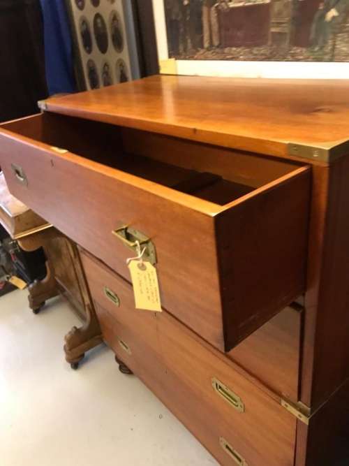 Beautiful Mahogany Military Campaign Chest on Chest circa 1900 ( 108 x 92 x 43 cm )