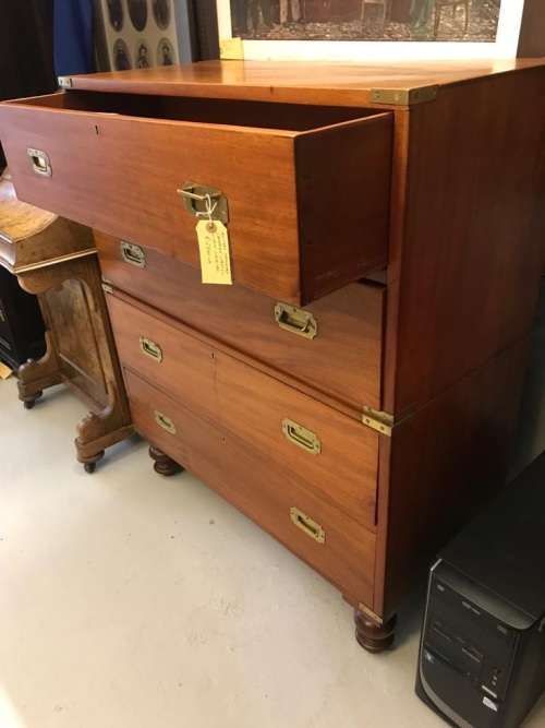 Beautiful Mahogany Military Campaign Chest on Chest circa 1900 ( 108 x 92 x 43 cm )