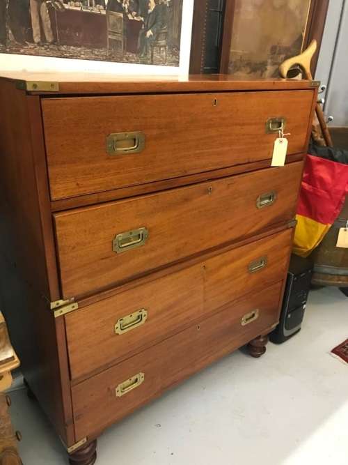 Beautiful Mahogany Military Campaign Chest on Chest circa 1900 ( 108 x 92 x 43 cm )