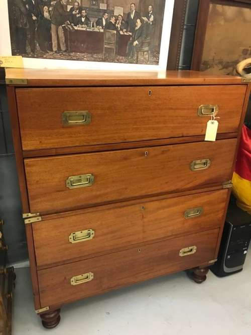 Beautiful Mahogany Military Campaign Chest on Chest circa 1900 ( 108 x 92 x 43 cm )