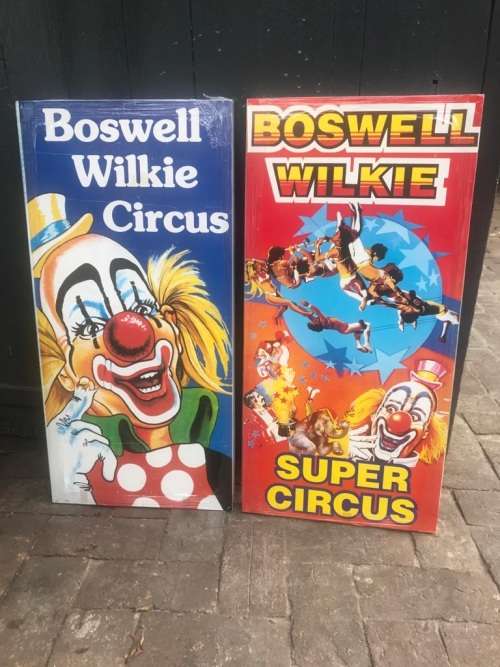 Pair of Original Boswell Wilkie Circus Posters ( Blocked , 68 x 33 cm each )