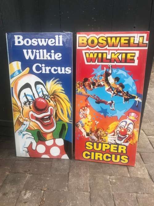 Pair of Original Boswell Wilkie Circus Posters ( Blocked , 68 x 33 cm each )