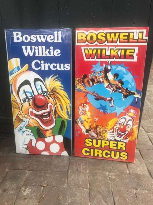 Pair of Original Boswell Wilkie Circus Posters ( Blocked , 68 x 33 cm each )