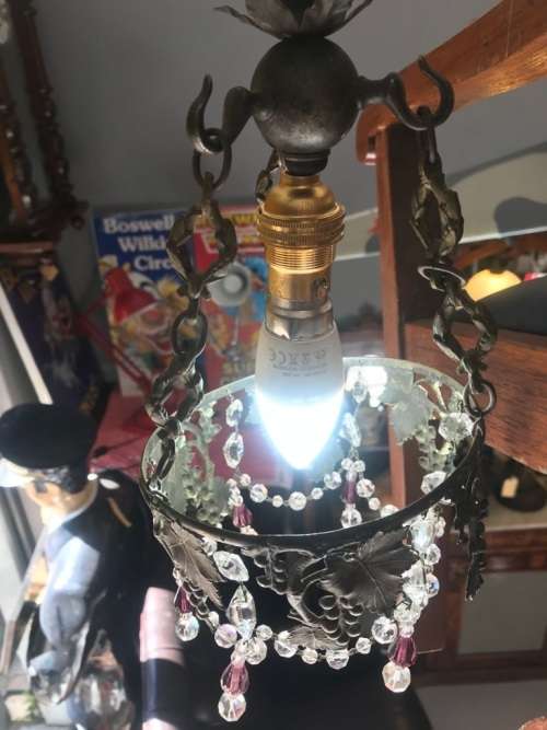 Art Nouveau Bronze Ceiling Light with Angel