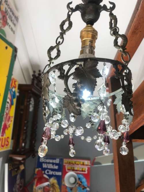 Art Nouveau Bronze Ceiling Light with Angel