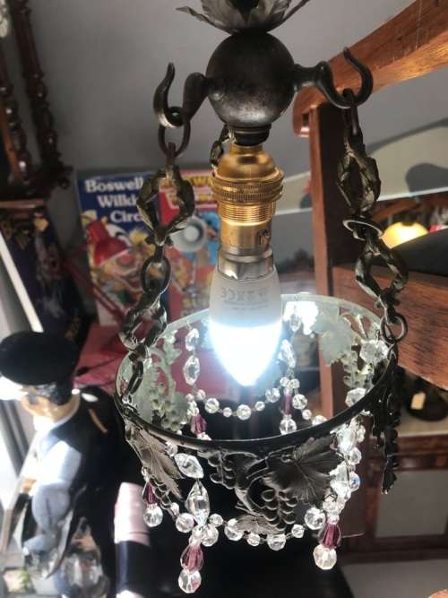 Art Nouveau Bronze Ceiling Light with Angel