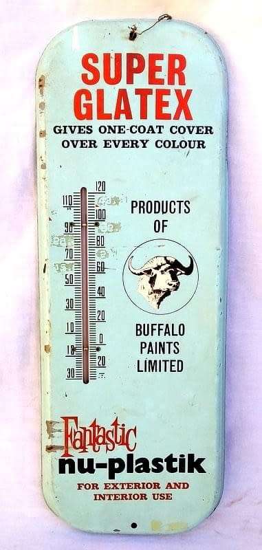 Tinplate Super Glatex Paint Thermometer , 1950`s ( 41 x 15cm )
