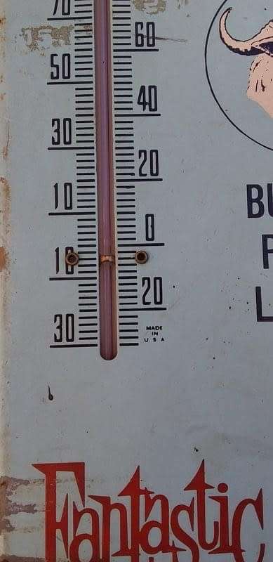 Tinplate Super Glatex Paint Thermometer , 1950`s ( 41 x 15cm )